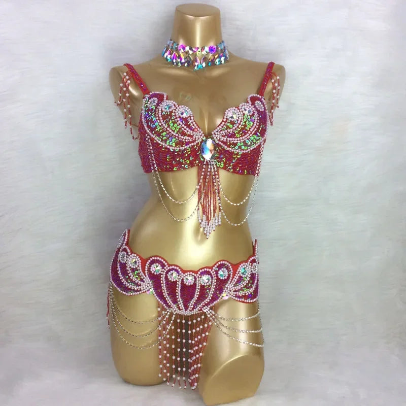 ASHBURN™ Beaded Luxe FESTIVAL Set – 3PC Festival Edition (Bra + Belt + Collar)