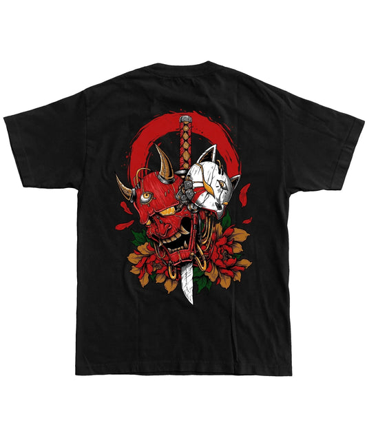 Blank Black Tee Anime Oni T-Shirt Casual Loose Cotton Tees Fashion Hip Hop Street Wear Men Clothing Parent-child outfit 100-4XL