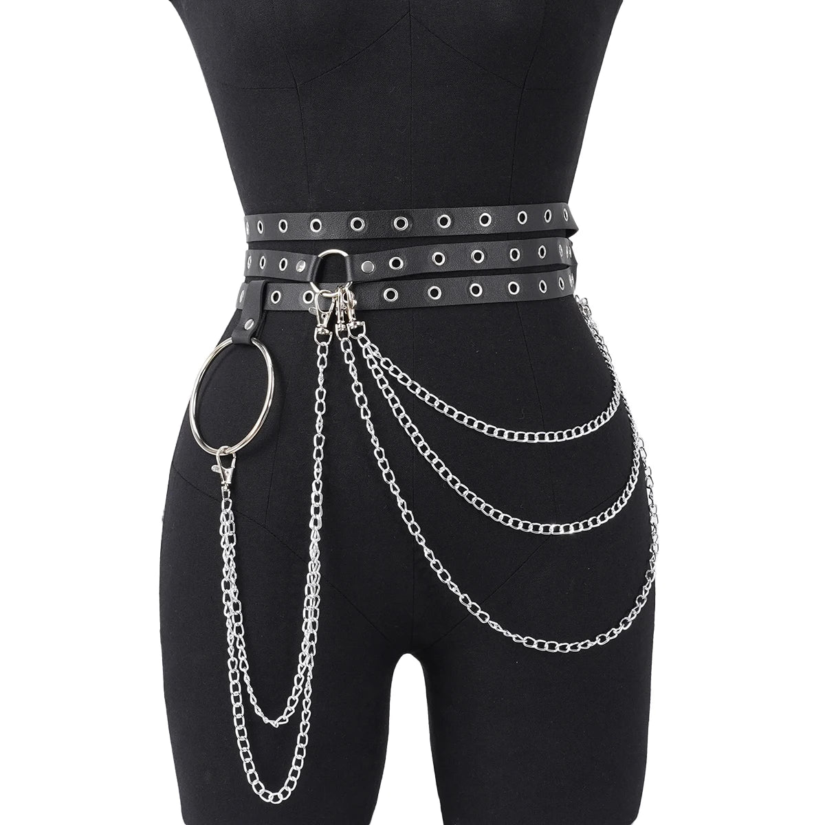 Women Fashion Belts Punk Street Style Leg Chain Pu Leather Gothic Body Chain Harness multi-storey Waist Belt Clothing Accessorie