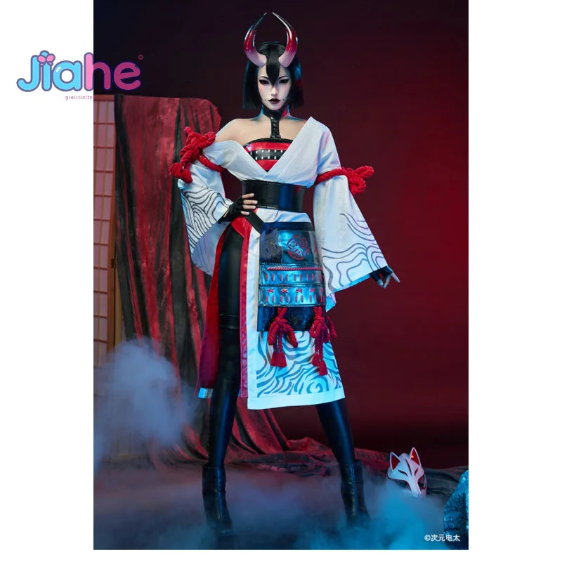 Fortnit e The Night Rose Hundred levels Cosplay Costume Halloween Sexy Kimono Dress Leather Pants Coat Waist Cover Gloves Set