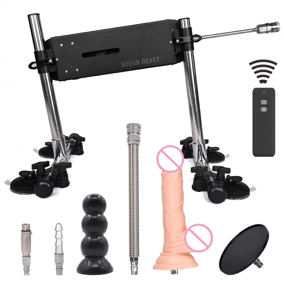 ROUGH BEAST Sex Machine Automatic with Dildo Attachment for Women Telescopic 120W Power Masturbation Machine Vac-U-Lock Sex Toys