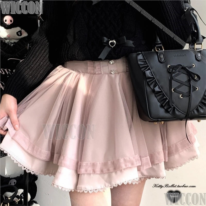Jirai Kei Gauzy Skirt Cosplay Costume Kawaii 360-degree Hemline Skirt Sweet Cute Dress Girl Women Christmas Holloween Customized