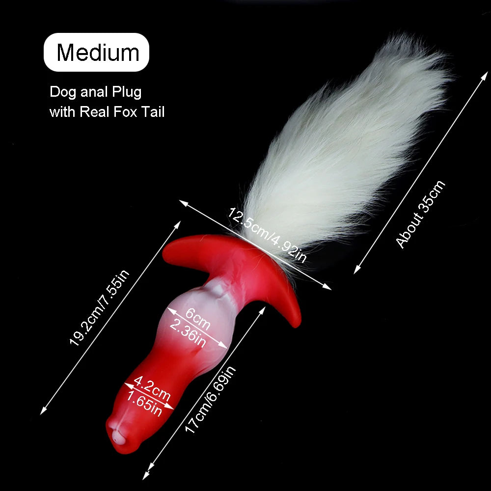 Dog Anal Plug with Tail BDSM Adult Sex Game Cosplay 18+ Anal Dildos for Women Men Silicone Soft Butt Plug Gay Sex Toys for Party