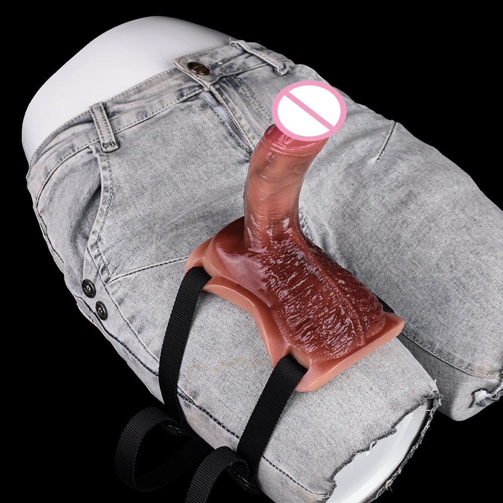 ASHBURN Wireless Control Strapon Silicone Vibrating Sex Grinders Realistic Vagina Tongue Dildos Underwear Pad Anal Clit Massage