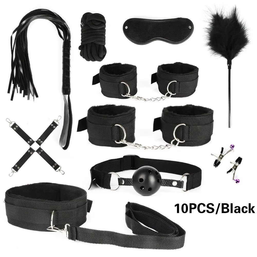 Sextoy Bdsm Kit Set Vibrator Handcuff Neck Sex Toy Adult Couple Whip Anal Buttplug for Women Men Intimate Sexual Game Bondage
