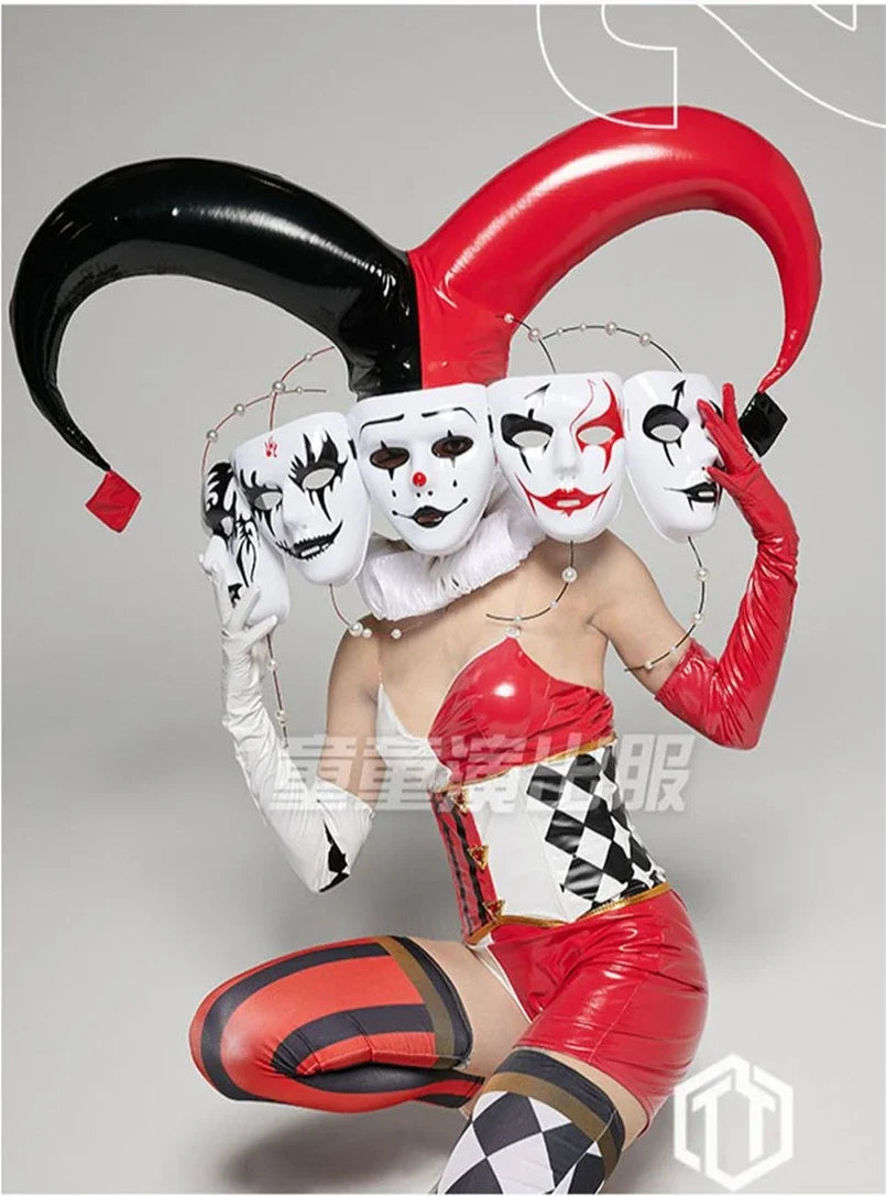 Ashburn Nightclub bar sexy women gogo dance outfit Sexy Customized Make Black Red CLOWN Big horns clown costume