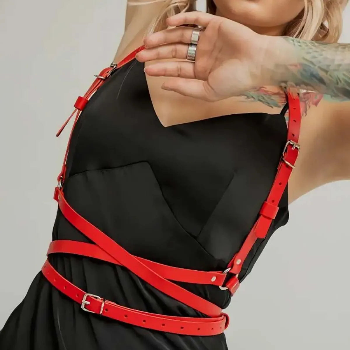 Fashion Leather Harness Waist Belt Harness Belt  Suspender for Women Body Harness Gothic Fetish Clothing Festival Rave Outfit