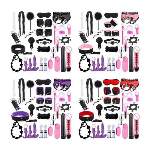 Pack of 28pcs Bed Restraints Bondage Bundle Nipple Clamp BDSM Toy Exotic Sex Game Bundle Body Toy