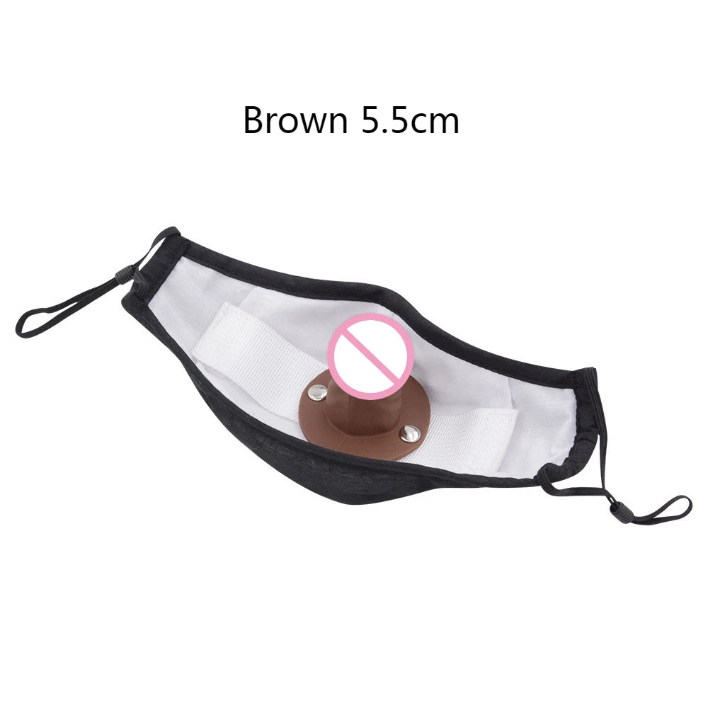 Face Mask with Detachable Dildo Gag Strap On Face Dildo Mouth Penis Deep Throat Adjustable BDSM Adult Sex Toy For Women Couples