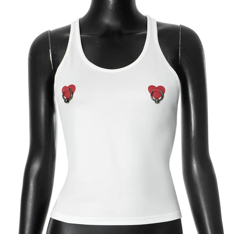 Sexy Tops Woman Streetwear New 2025 Summer Fashionable and Versatile Loose Running Sleeveless Printed Sports T-shirt for Female
