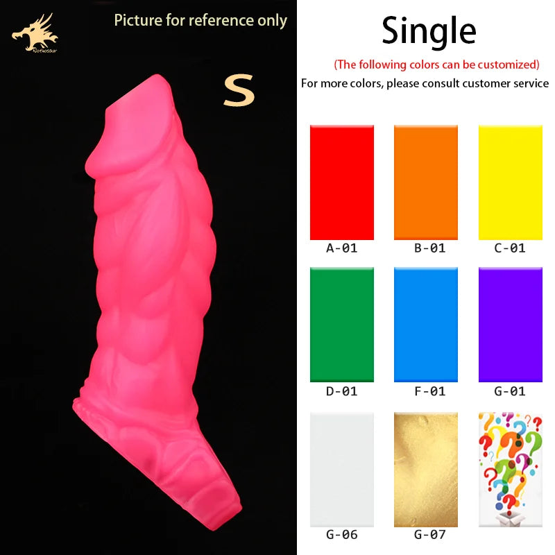 Fantasy Ribbed Dragon Penis Sleeve Soft Silicone Sex Toys Sheath Stretchable Cock Enlargement Hollow Dildo Male Masturbator