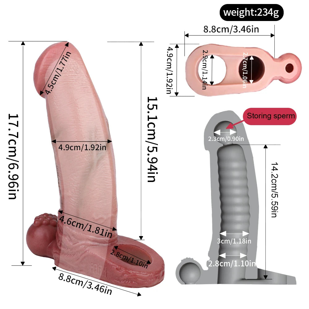 ASHBURN Fantasy STALLION Penis Sleeve closed Head Silicone BEAST Knot Hollow Dildo Cock Extender Enlargement Sex Toys For Men Masturbate