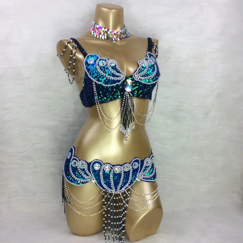 ASHBURN™ Beaded Luxe FESTIVAL Set – 3PC Festival Edition (Bra + Belt + Collar)