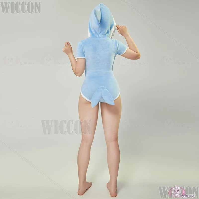 Gawr Gura One-piece Nightgown Cutie Sharks Tails Sexy Lingrie Cosplay Costume Halloween Women Xmas Hooded Pyjamas Customized