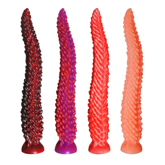 New Alien Tentacle Anal Plug Long Thick Dildo Spiral Silicone Large Butt Plug Suction Cup Anal Toy Adult Toy Men Women S- 8.39in M-11.34 in