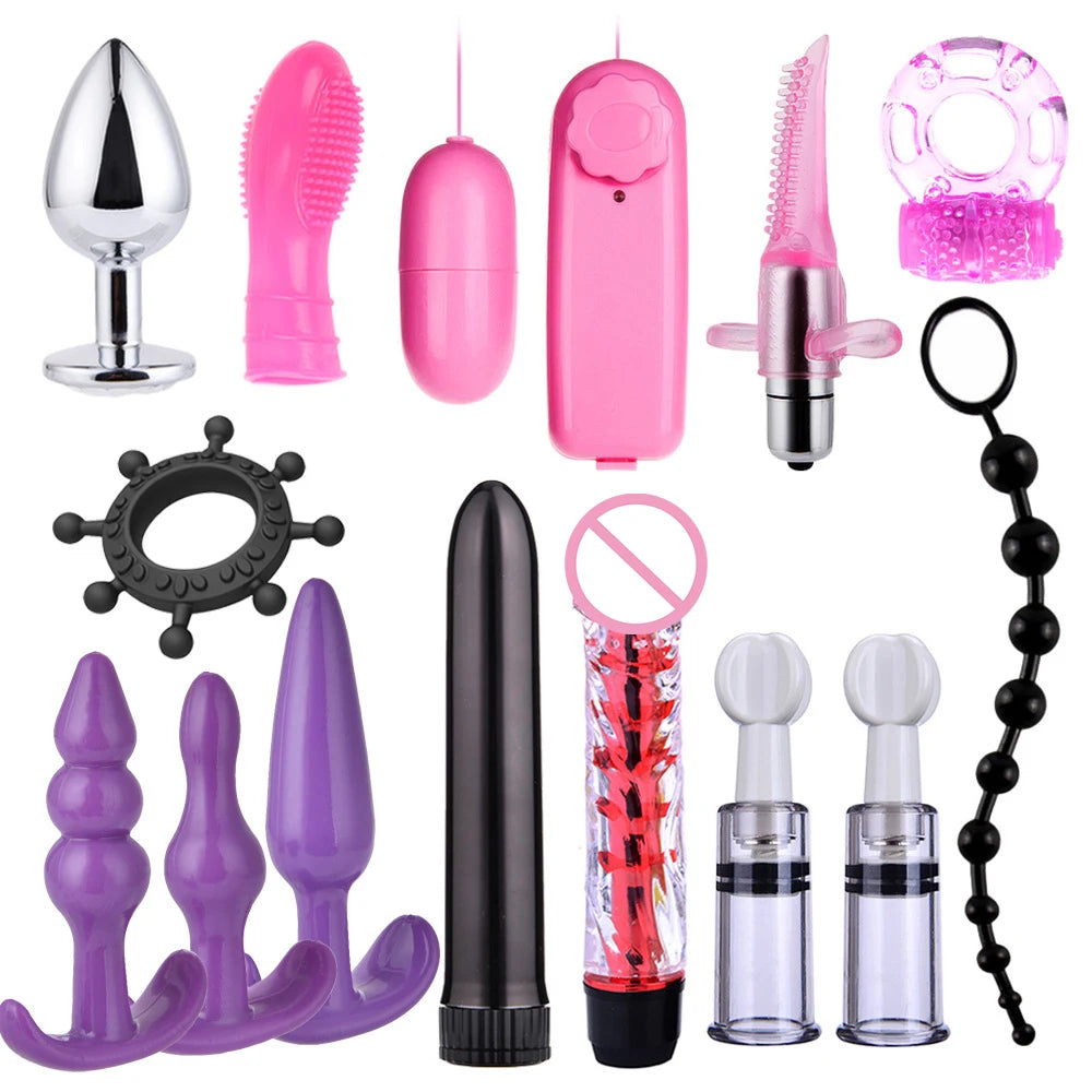 Sextoy Bdsm Kit Set Vibrator Handcuff Neck Sex Toy Adult Couple Whip Anal Buttplug for Women Men Intimate Sexual Game Bondage