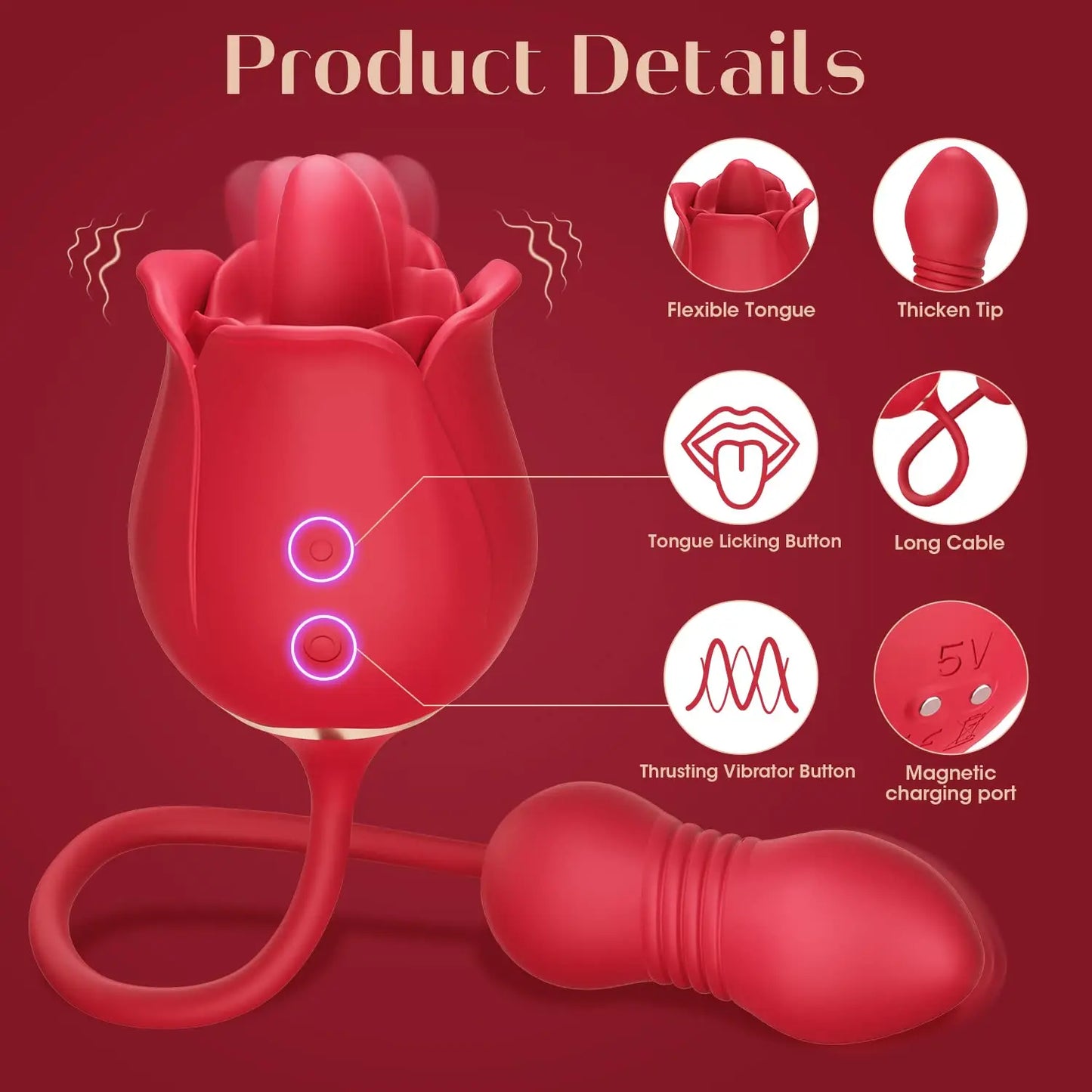 Rose Toy Thrusting Dildo Vibrator for Women Egg Clitoris Sucker Stimulator Tongue Licking Adults Goods Sucking Sex Toys Female