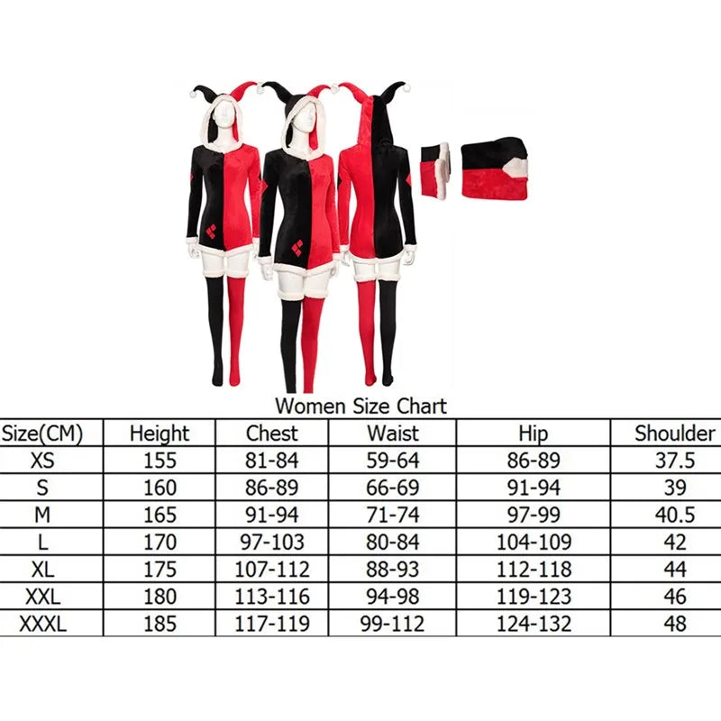 Quinzel Cosplay Costume Adult/Women Jumpsuit Bikini Top Shorts Neckband Swimsuit Outfits Halloween Carnival Party Disguise Suit