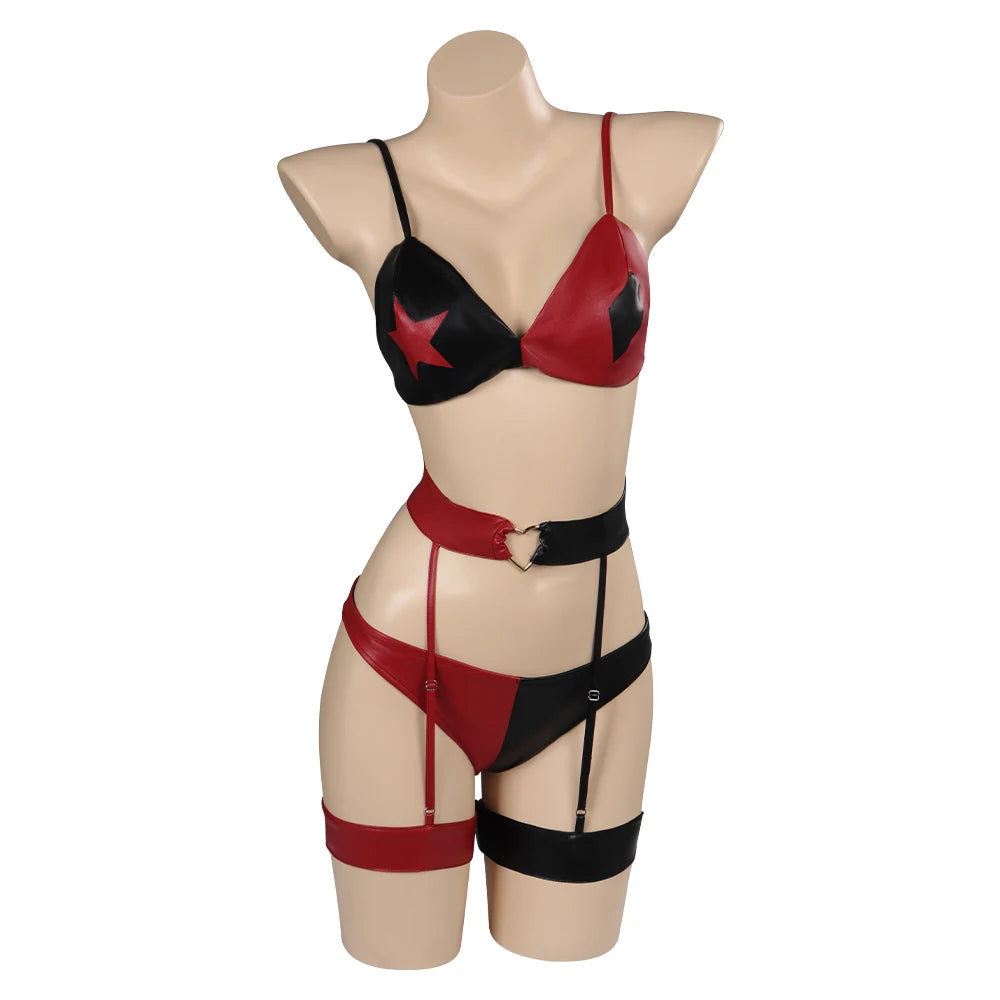 Quinn Quinzel Cosplay Costume Swimsuit Sexy lingerie For Women Girls Costume Outfits Swimsuit Two Piece Swimwear Outfits