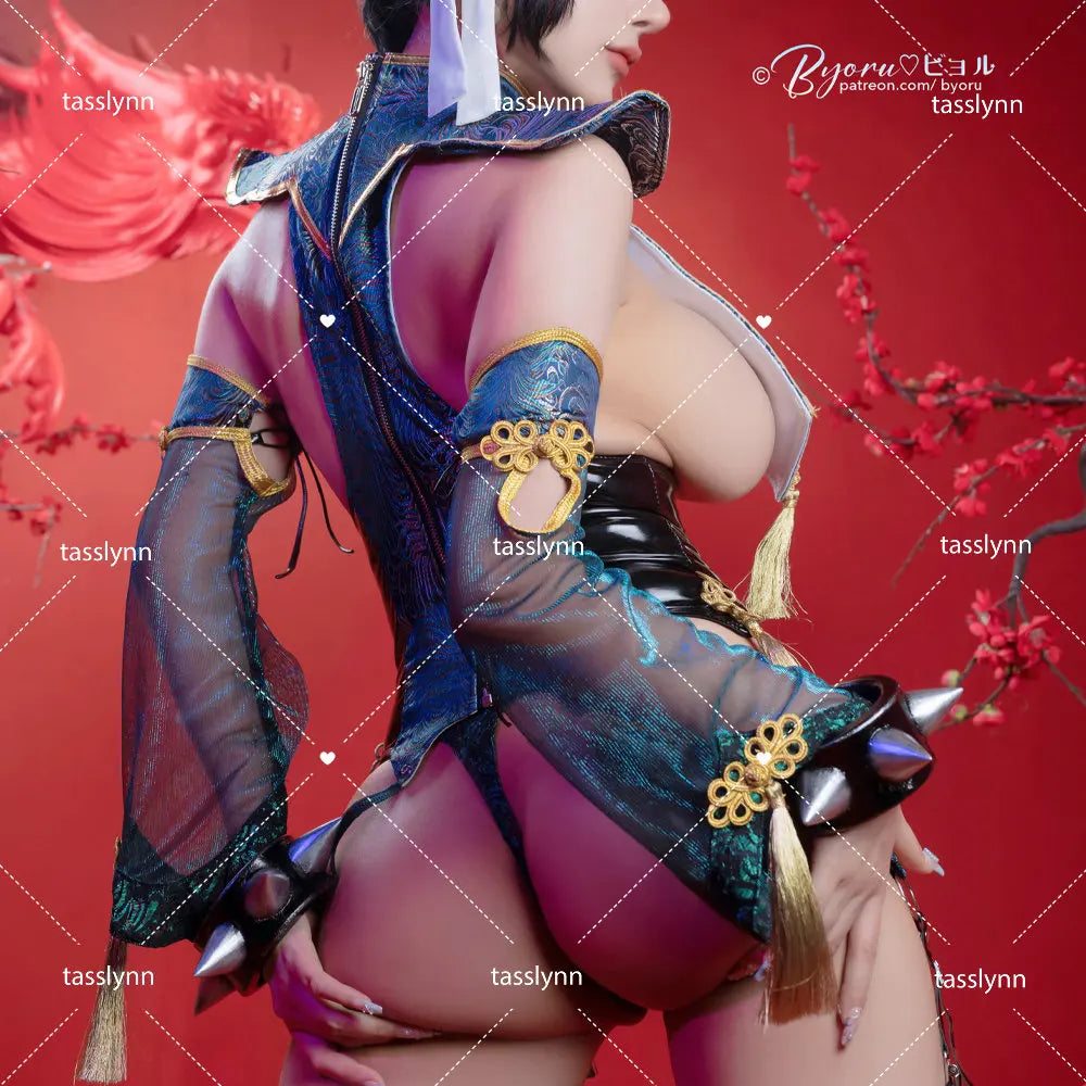 Games Chun Li Cosplay Costumes Halloween Party Sutorito Faita Blue Cheongsam Dress