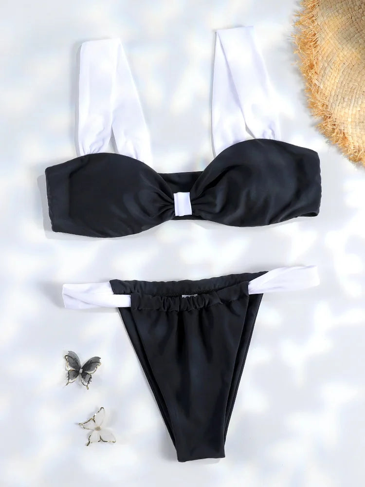 Miyouj 2025 Bikinis Leopard Swimsuit Bandage Bath Wear Sexy Piece Suits Low Waist Swimwear Triangle Bathsuit Summer Biquini