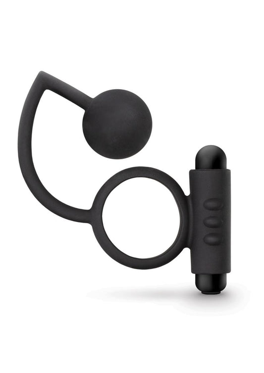 Anal Adventures Platinum Silicone Anal Ball With Vibrating C-Ring