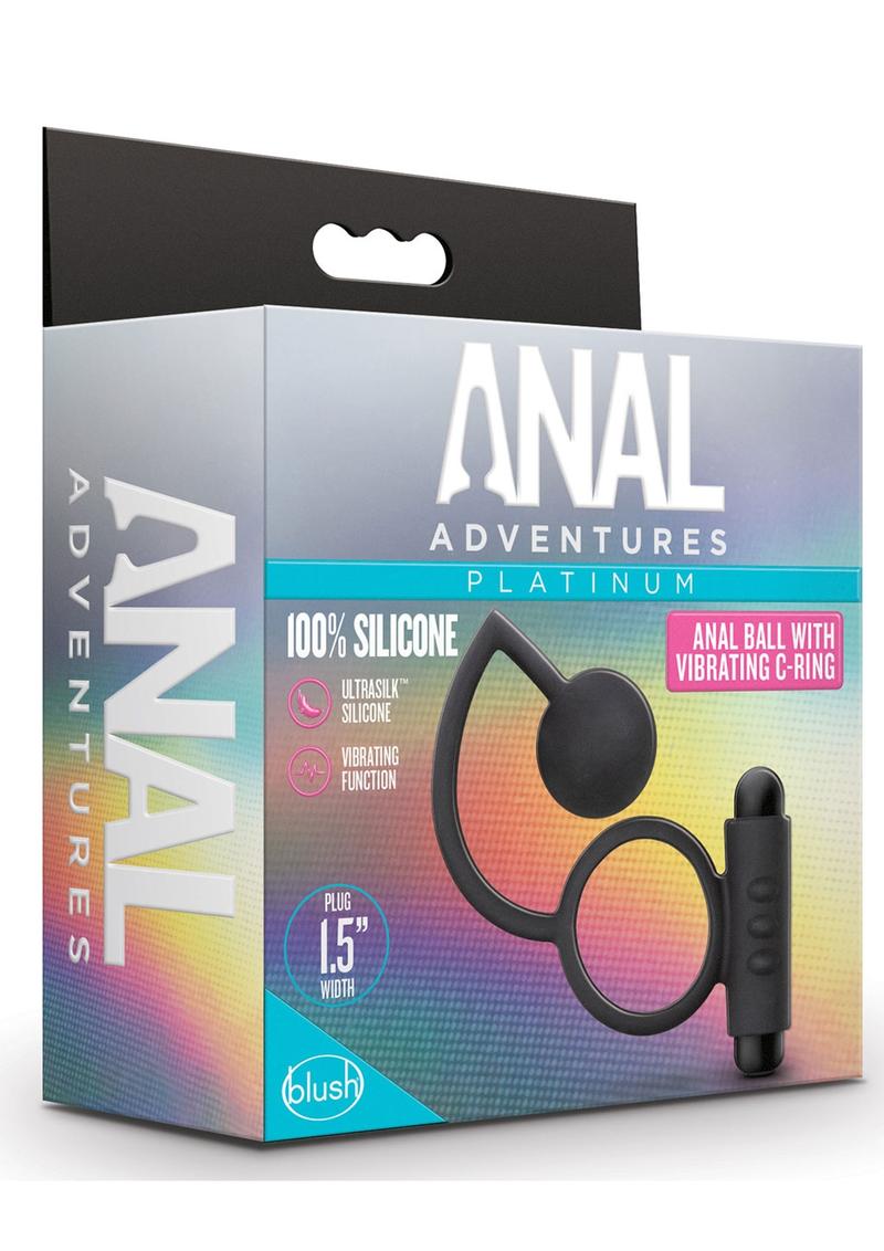 Anal Adventures Platinum Silicone Anal Ball With Vibrating C-Ring