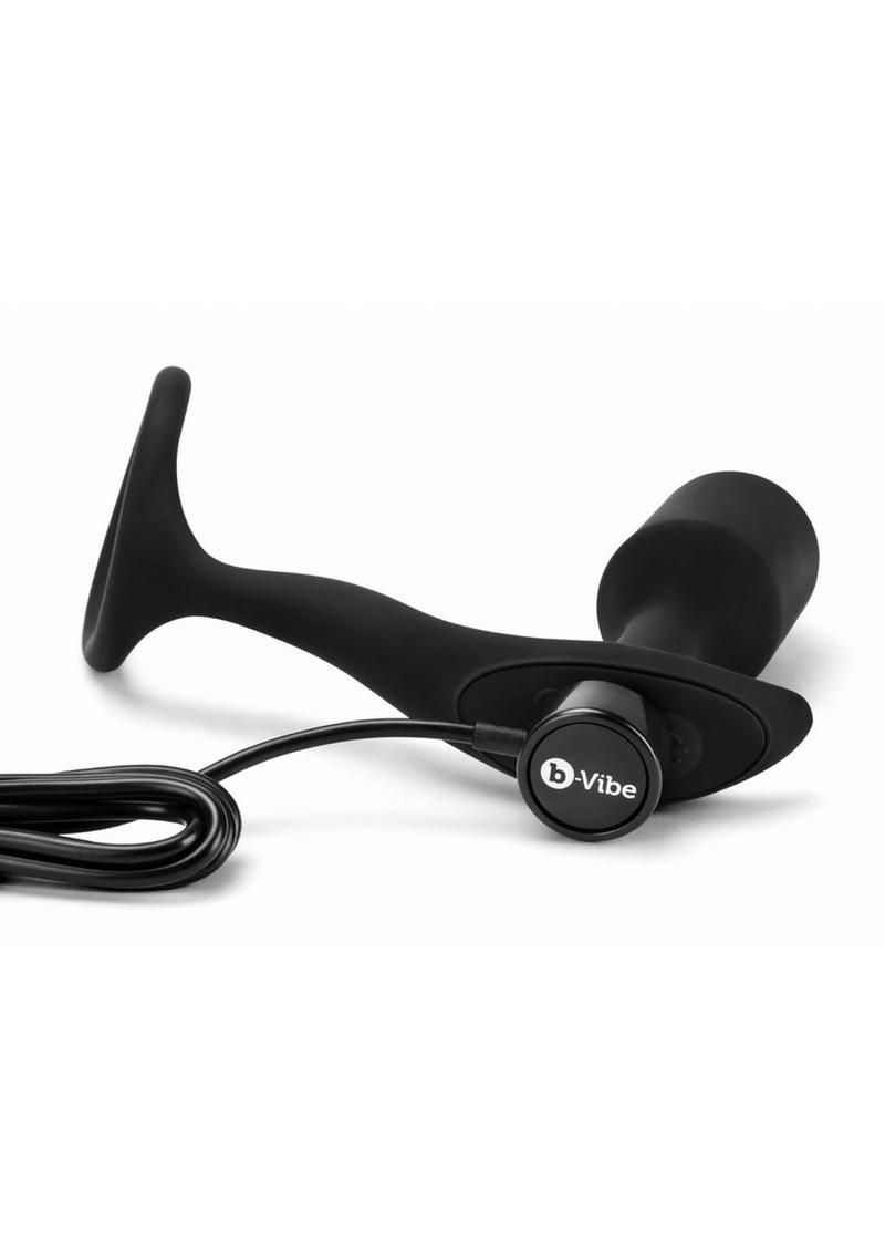 B-Vibe Vibrating Snug And Tug Silicone Cock Ring And Anal Plug