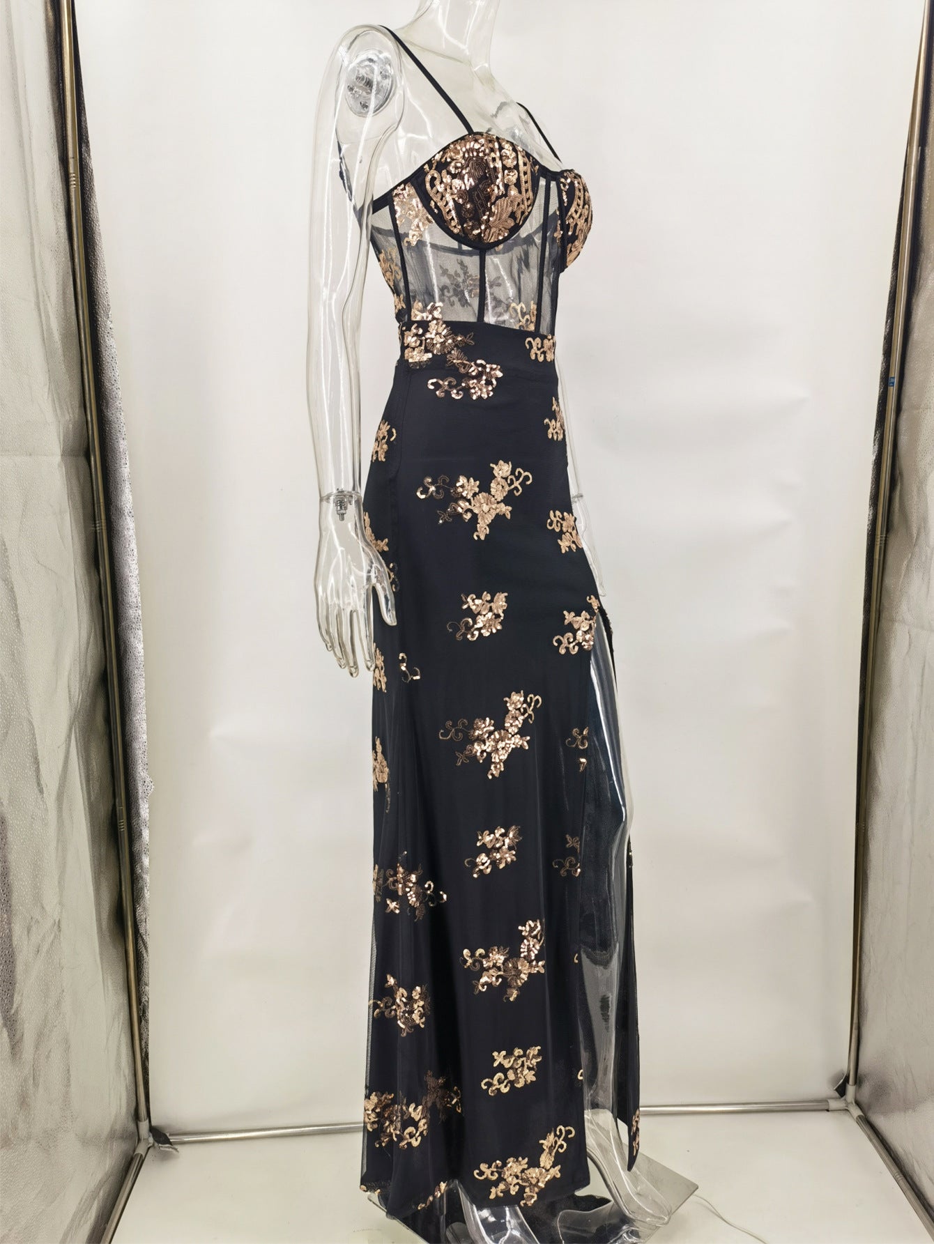 Sexy See-through Green Sequined Evening Dress