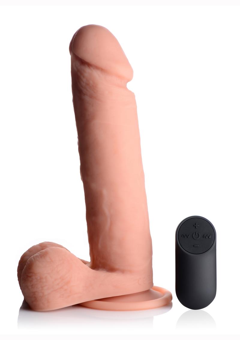 Big Shot Remote Controlled Vibrating Silicone Dong with Massage Balls