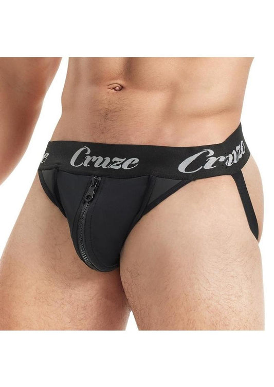 Cruze Zip Down Neoprene Jockstrap Fetish Zipper Jock for Men