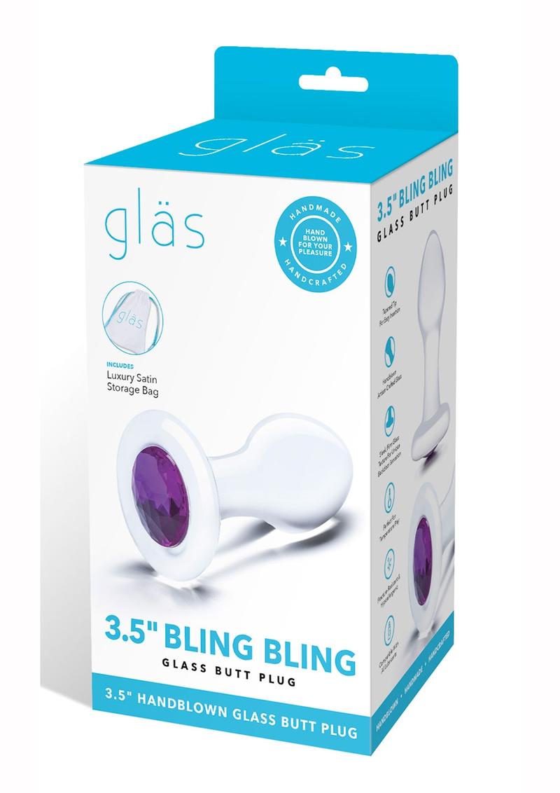 Gläs 3.5 Inch Bling Bling Hand Blown Glass Butt Plug