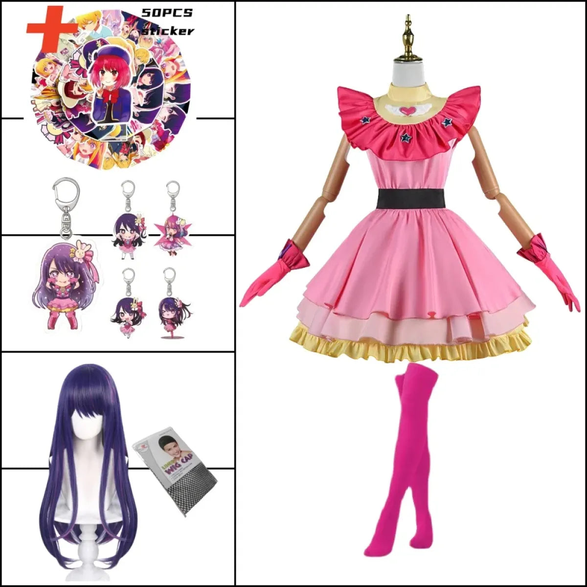 OSHI NO KO Ai Hoshino Cosplay Costume - Lolita Pink Uniform Dress