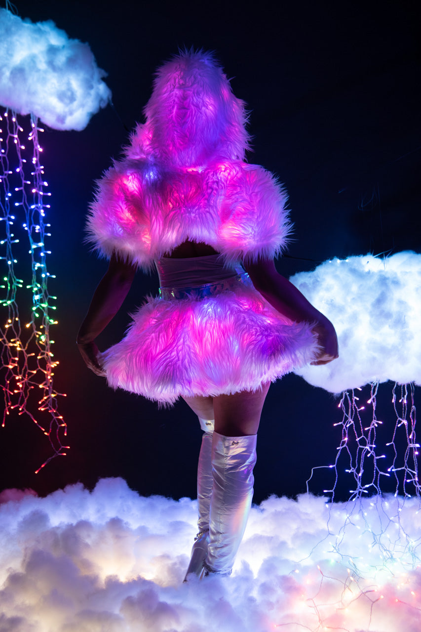 Light Up Furry Belted Skirt