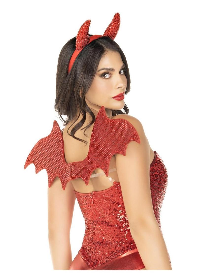 Leg Avenue Devil Kit Rhinestone Devil Wings And Horn Headband