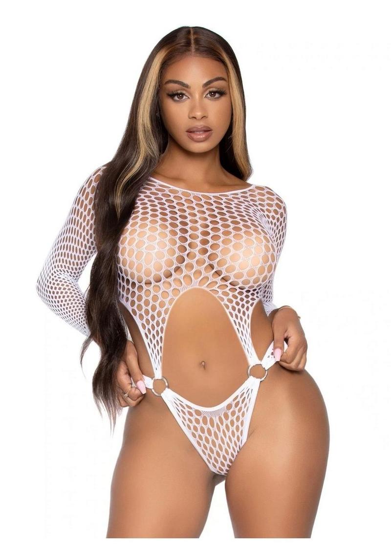 Long Sleeve Pothole Suspender Top Bodysuit