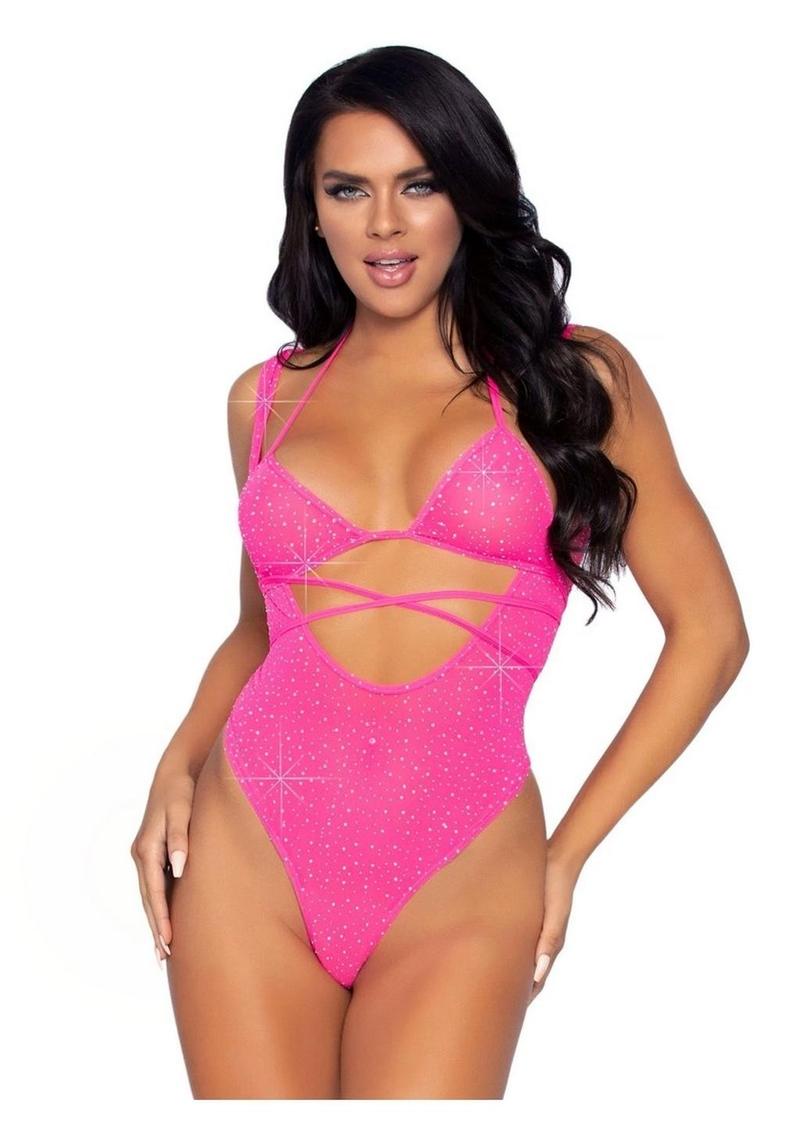 Rhinestone Mesh Wrap-Around Bikini Top