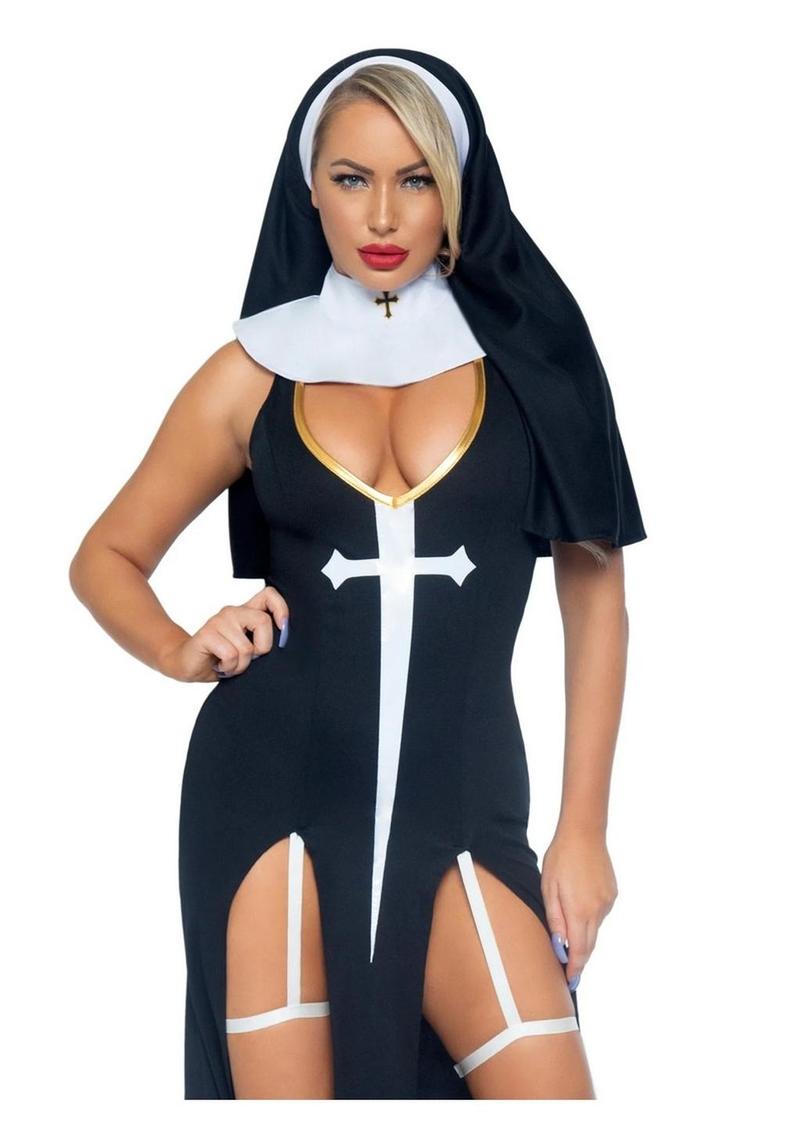 Sultry Sinner Dual Slit Garter Dress