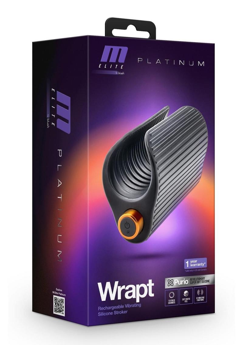 M Elite Platinum Wrapt Rechargeable Silicone Vibrating Stroker