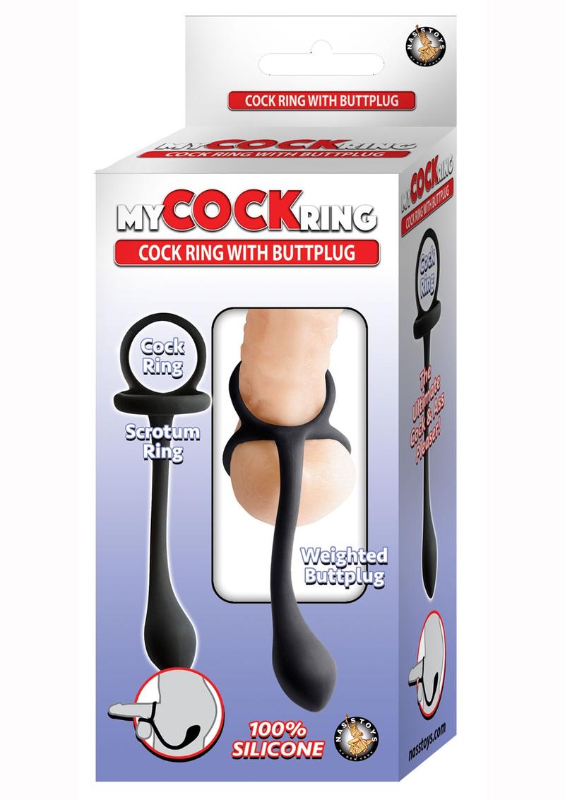 Silicone Cock Ring with Weighted Plug