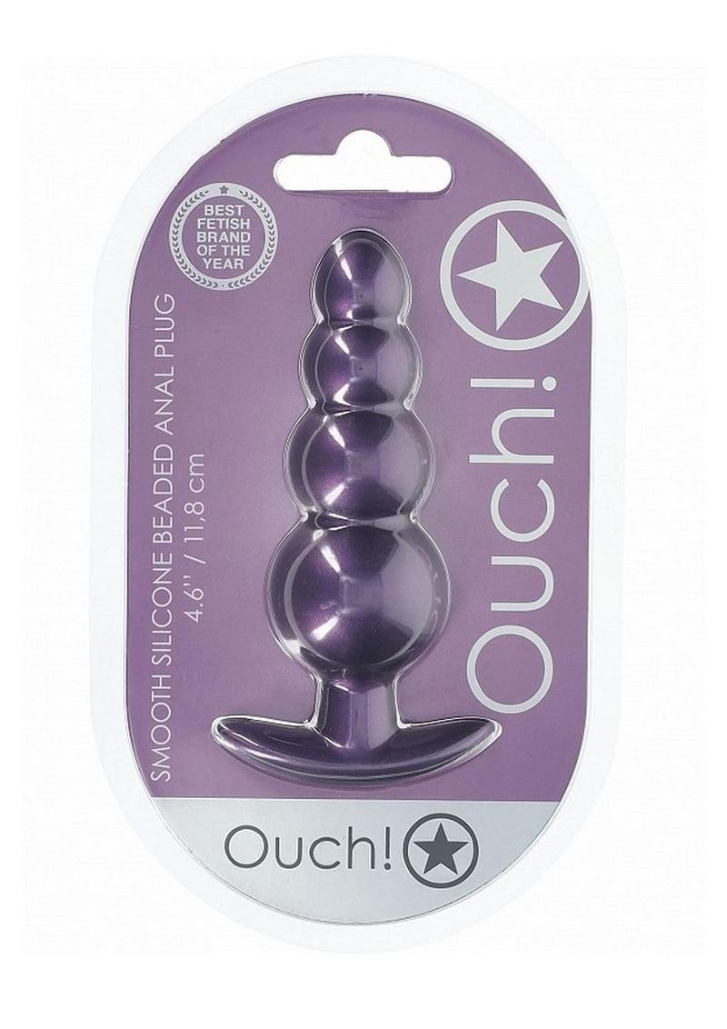 Ouch! Smooth Silicone Beaded Metallic Anal Plug