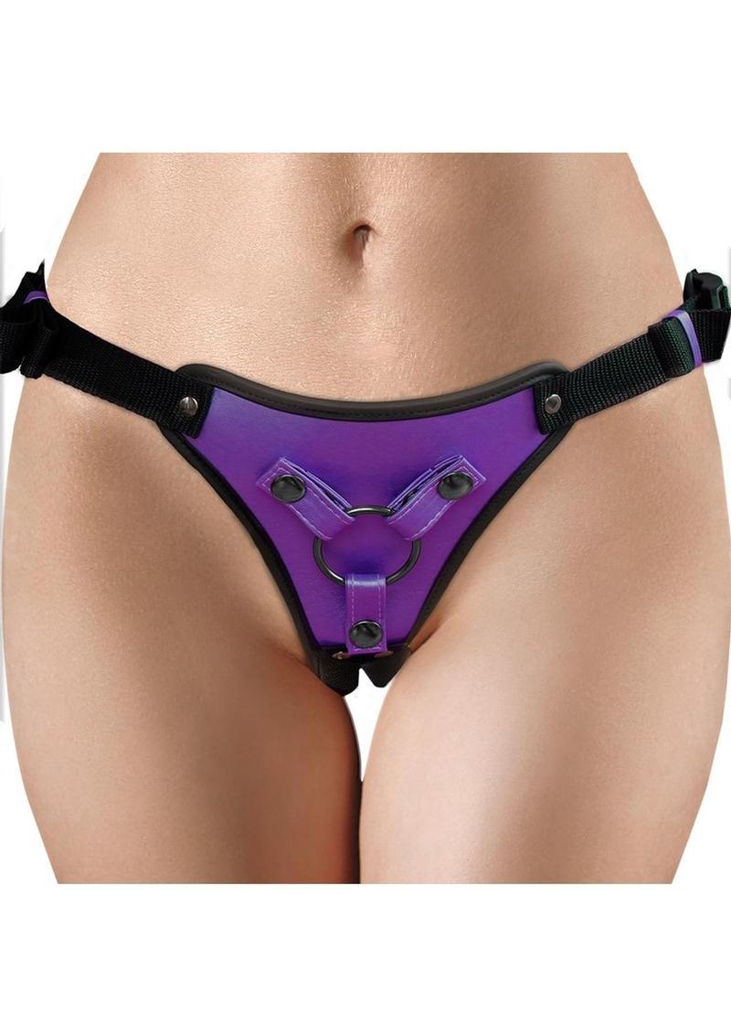 Ouch! Metallic Strap-On Harness Bonded Leather
