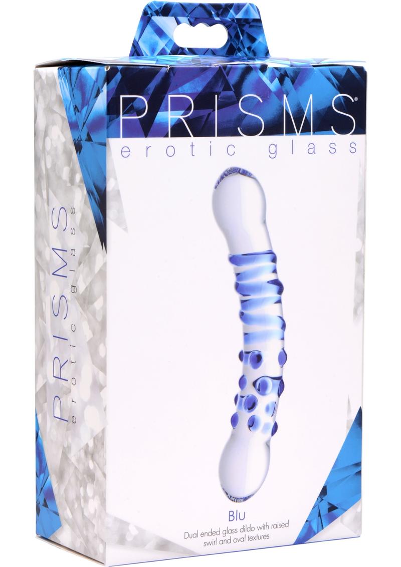 Prisms Blu Dual-Ended Glass Dildo with Raised Textures