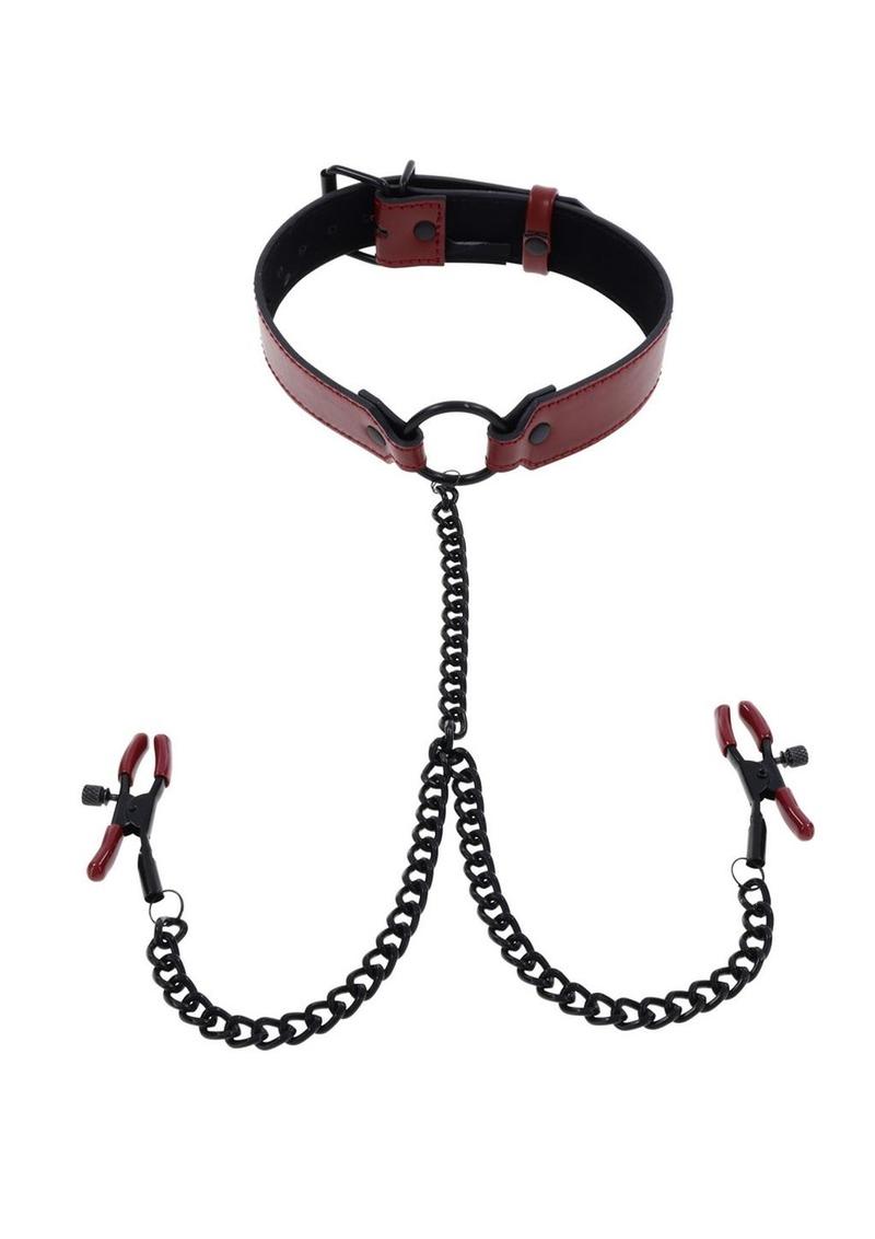 Sportsheets Saffron Collar with Nipple Clamps