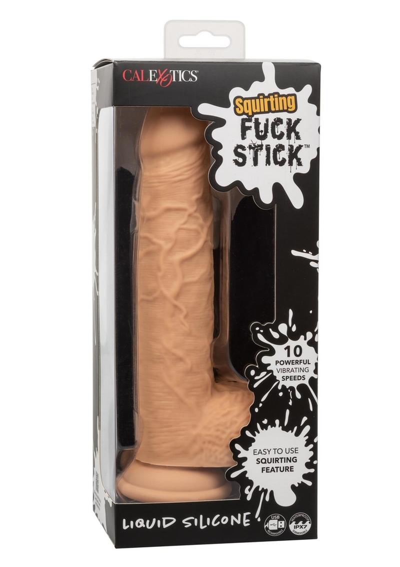 Squirting Fuck Stick Vibrating Silicone Dong with Suction Cup