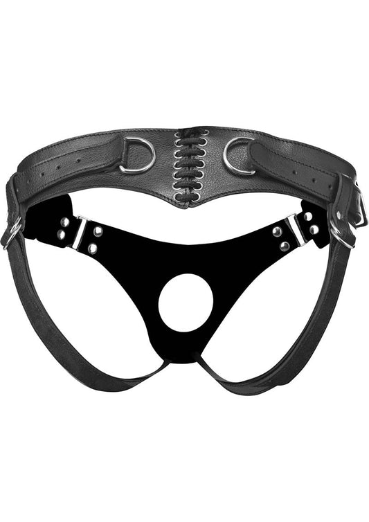 Strap U Bodice Corset Style Strap-On Harness – Black
