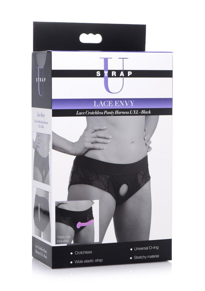 Strap U Lace Envy Black Crotchless Panty Harness