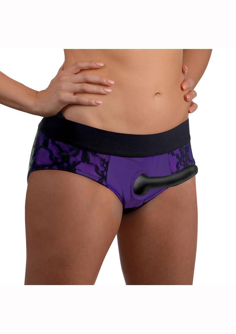 Strap U Lace Envy Pegging Set with Lace Crotchless Panty Harness