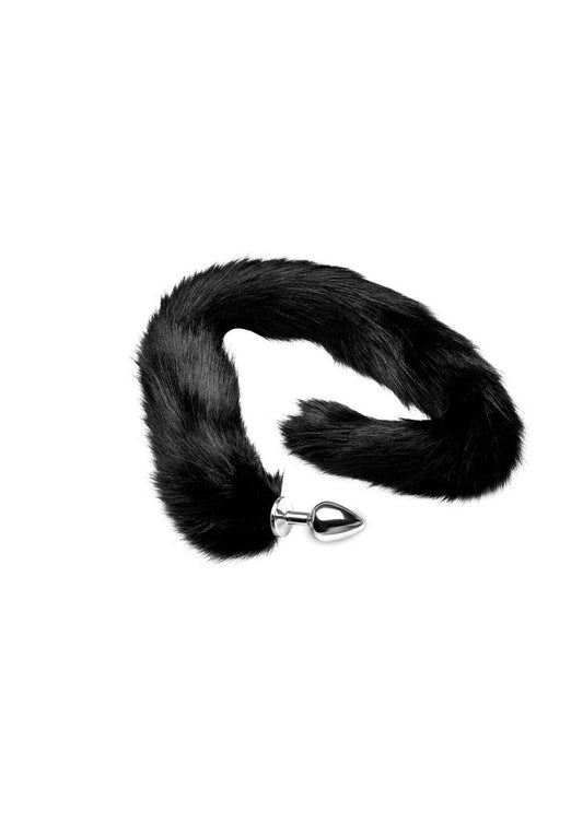 Tailz Extra Long Midnight Mink Tail Anal Plug Luxurious Faux Fur