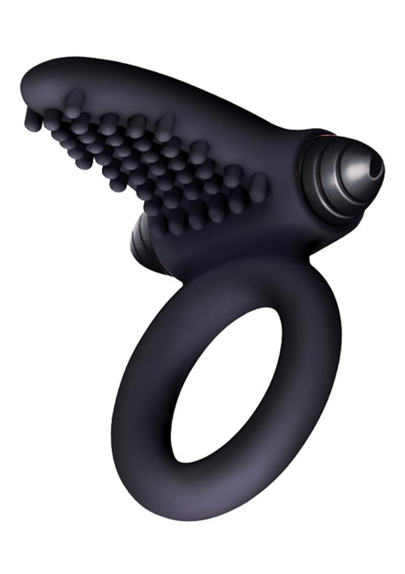 Bullet Ring Tongue Silicone Vibrating Ring with Textured Nubs